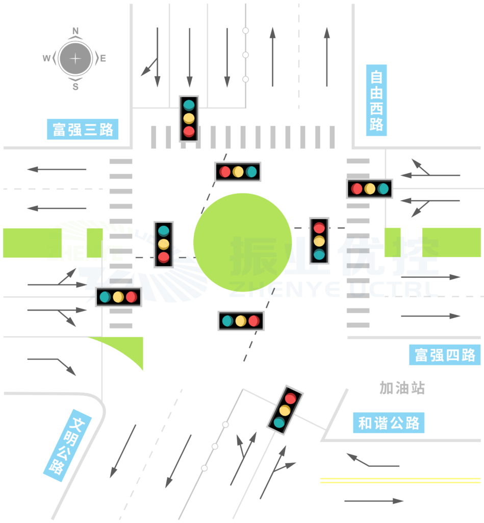 图5 民主立交桥底优化后路口信息图