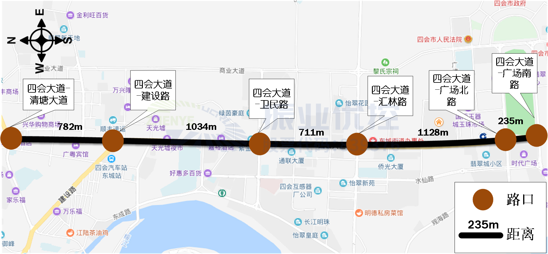 图 1 道路位置图（图为南北走向）