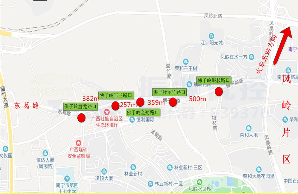 图1 佛子岭路协调路段各路口分布