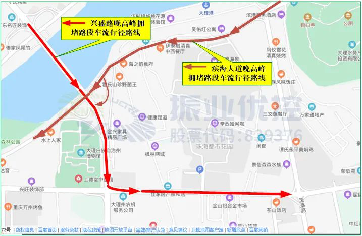 图4 晚高峰拥堵路段车流行径图