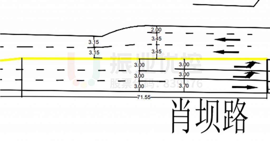 图7 西进口新增左转排队车道示意图