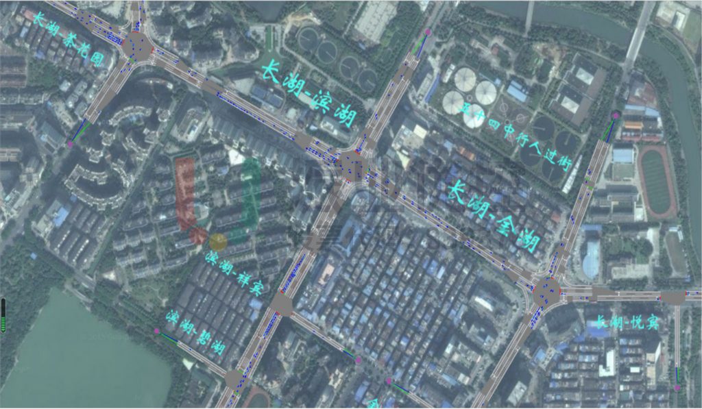 图6 长湖路-滨湖路-金湖路早高峰优化方案仿真截图