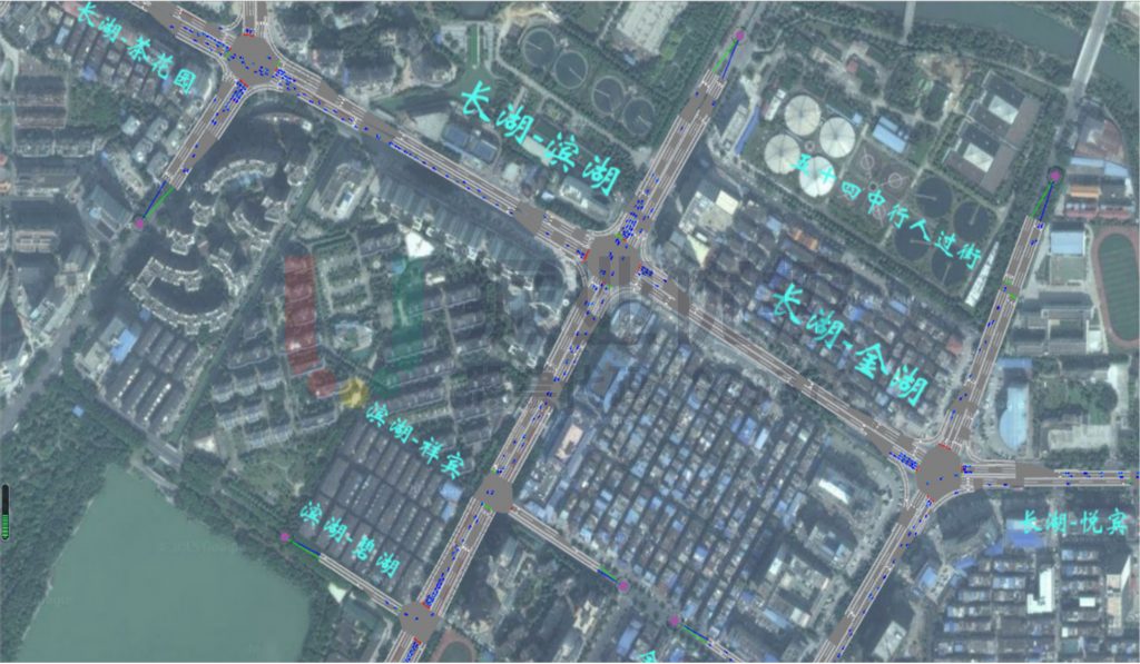 图7 长湖路-滨湖路-金湖路晚高峰优化方案仿真截图