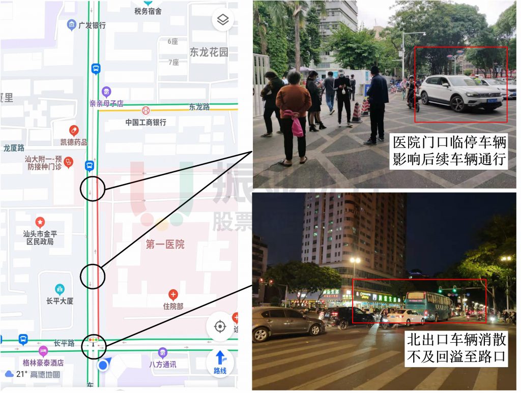 图17 医院门口临停车辆影响后续车辆通行