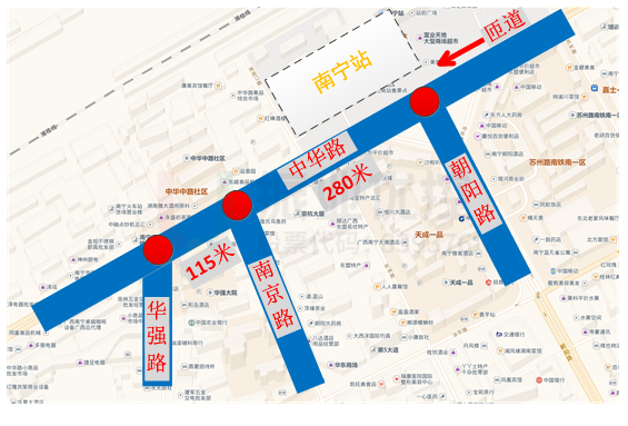 图1 中华路沿线路口区位图