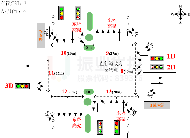 图7 采用直行道变左转道的路口渠化基础信息图（优化后）