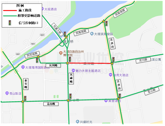 图1 宾川路（兴盛路-漾濞路）施工位置图