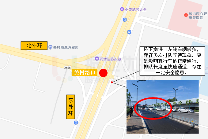 图2 关村路口拥堵现状示意图