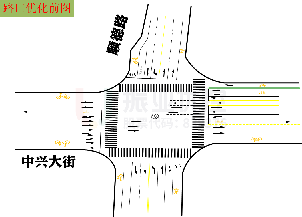 图6 路口渠化示意图（优化前）