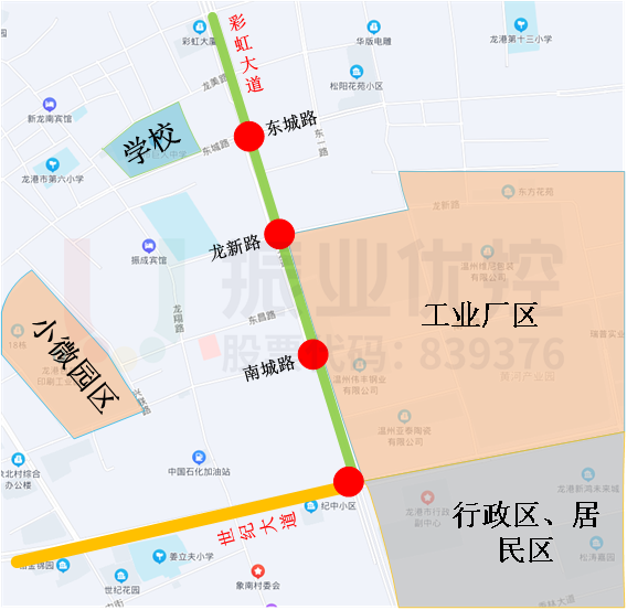 图1 彩虹大道4个路口点位图