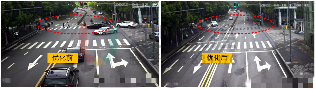 图6 优化前后路口标线